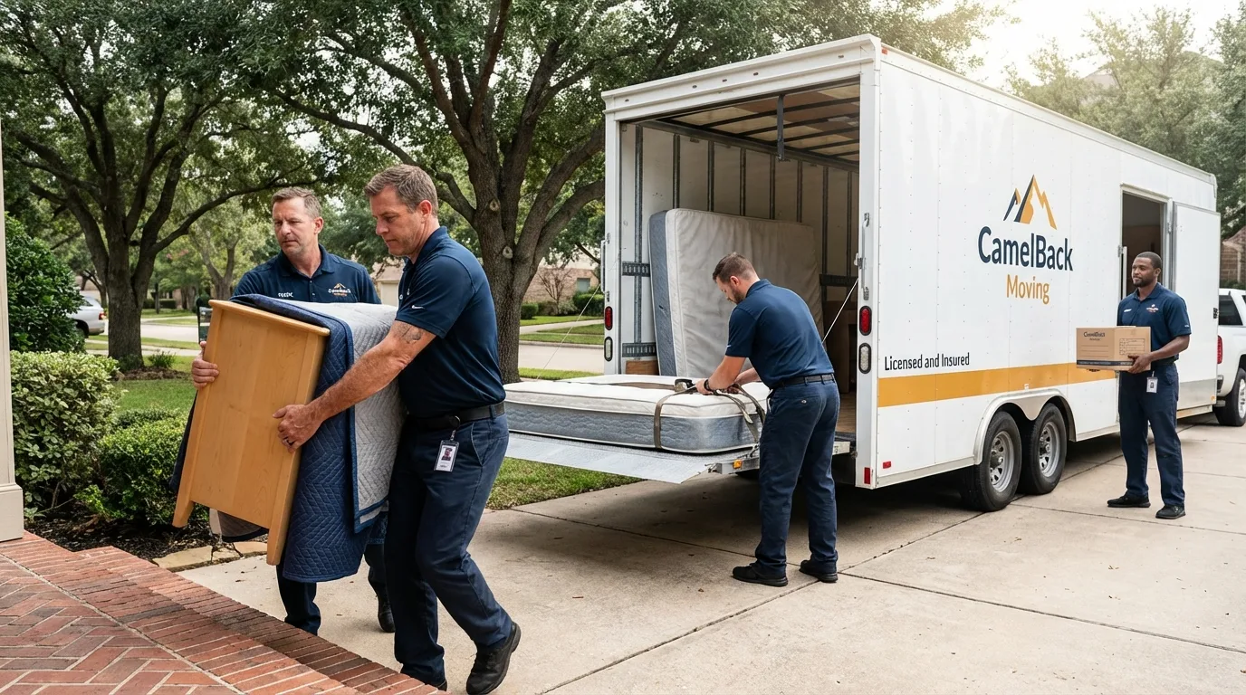 Crew loading residential truck for cross-state move from Marshfield, MO